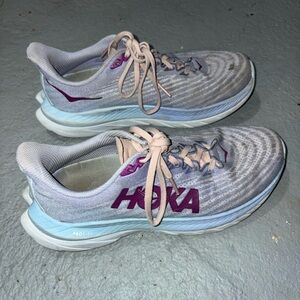 Hoka One One Women's Shoes - Light Gray and Purple